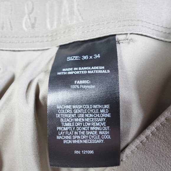 Copper & Oak Mens Tech Pants Sz 36 x 34 Tan Stretch Performance Zip Cargo Pocket - Picture 13 of 16